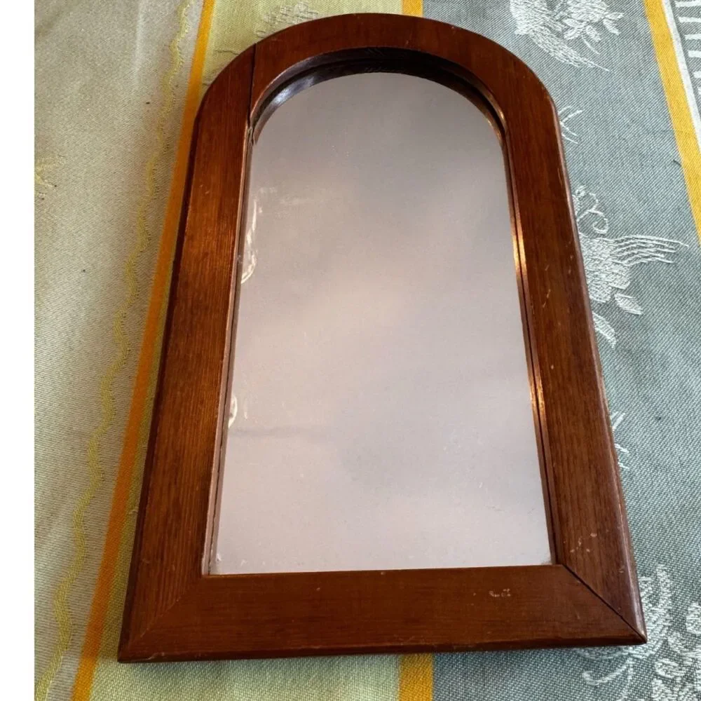 Vintage wooden arch top mirror great small size must see